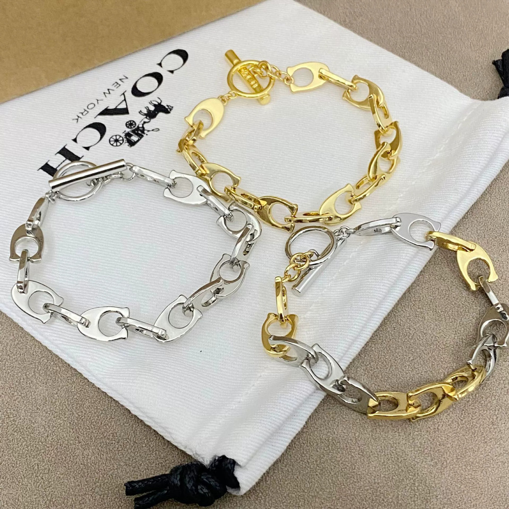 Coach Letter Stitch Bicolor Metal Bracelet